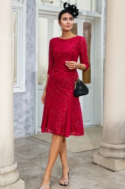 Burgundy Sheath Lace Mãe do Vestido de Noiva