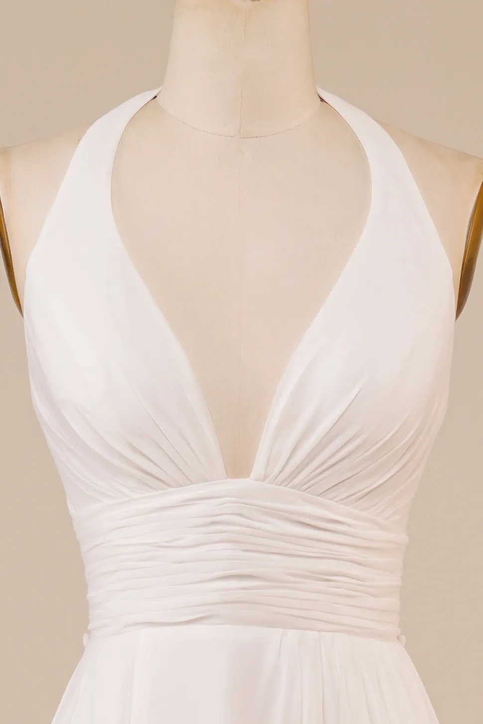 Cabeçada Marfim Linha-A Longos Vestido De Noiva Simples com Fenda