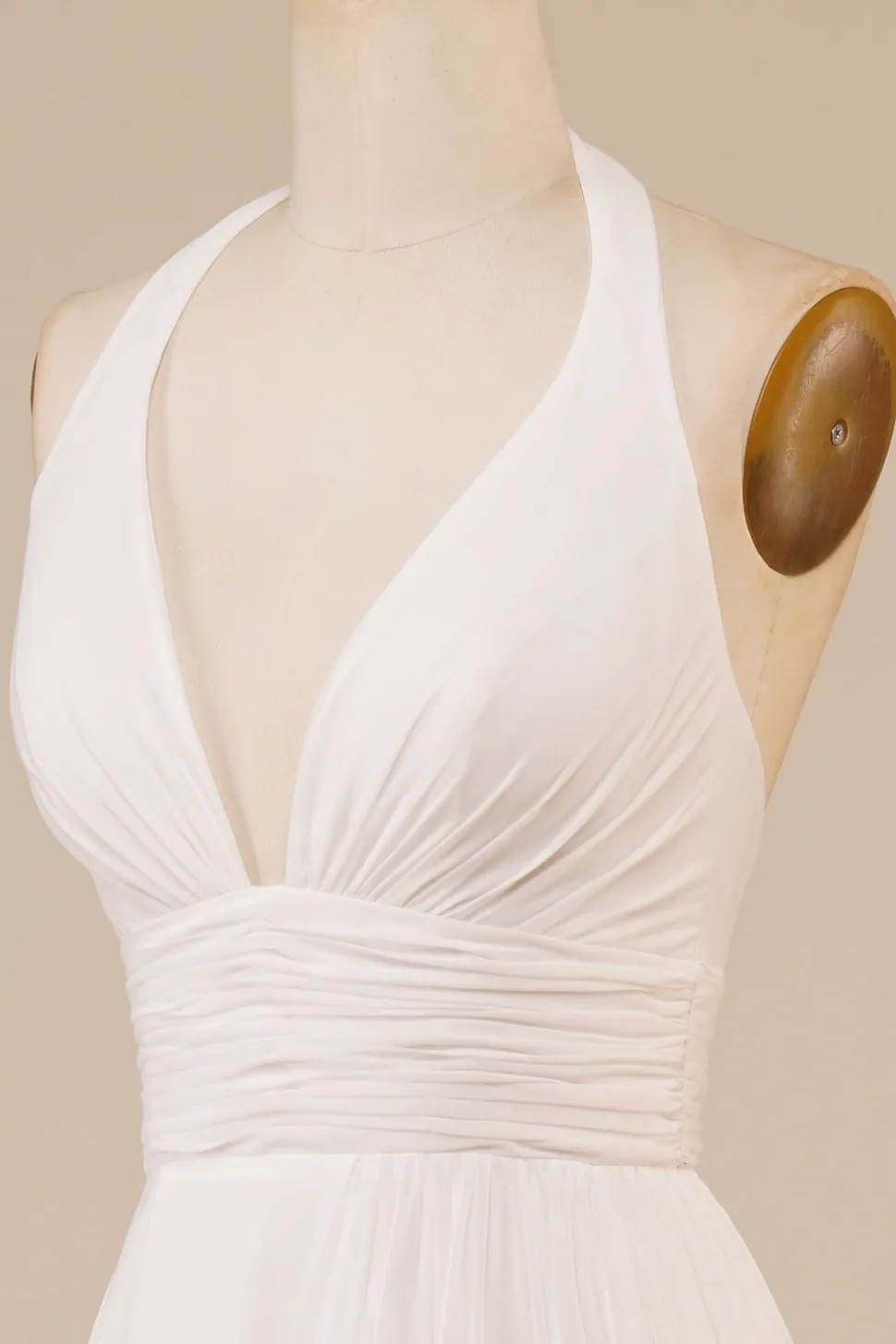 Cabeçada Marfim Linha-A Longos Vestido De Noiva Simples com Fenda