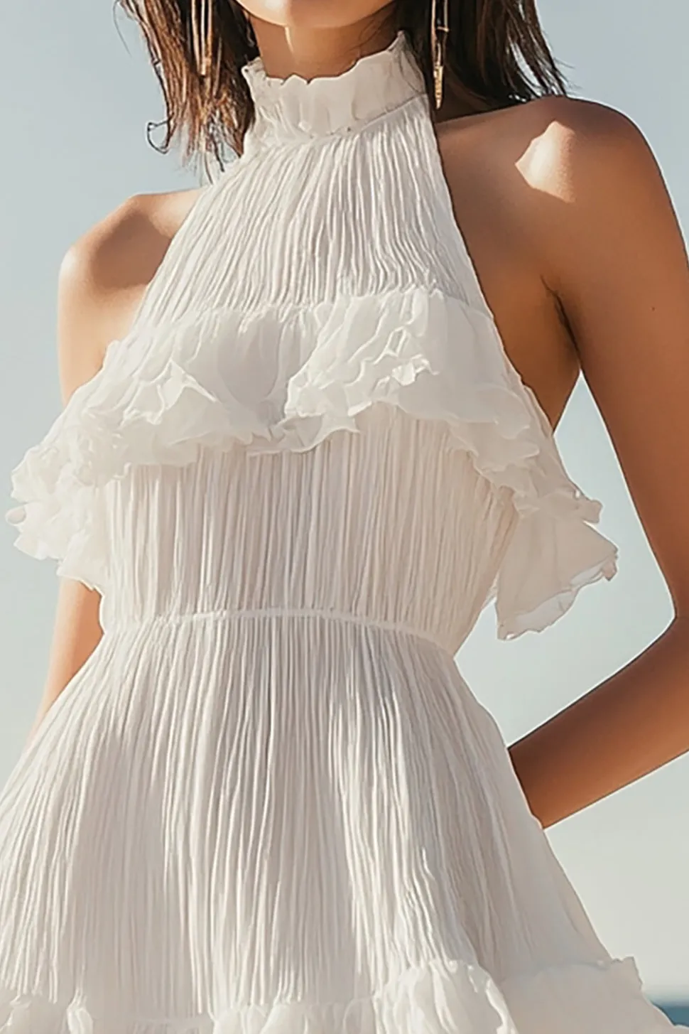 Cabeçada Sem Mangas Babados Vestidinho Branco