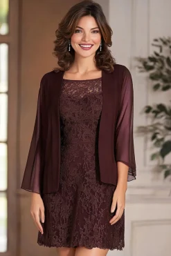 Cabernet Coluna de pescoço quadrado Chiffon Long Mãe do vestido de noiva com apliques de renda