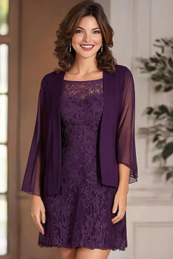 Cabernet Coluna de pescoço quadrado Chiffon Long Mãe do vestido de noiva com apliques de renda