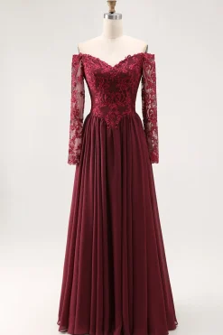 Cabernet Uma Linha Strapless Mãe do Vestido de Noiva com Renda
