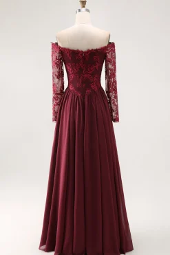 Cabernet Uma Linha Strapless Mãe do Vestido de Noiva com Renda