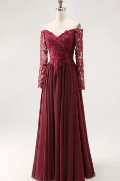 Cabernet Uma Linha Strapless Mãe do Vestido de Noiva com Renda