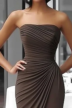 Café Jersey Bainha Strapless Ruched Gala Dress