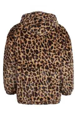 Café Leopard Faux Fur Homens Casaco de inverno com Bolsos