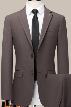 Café Notched Lapela Singel peito Slim Fit Terno