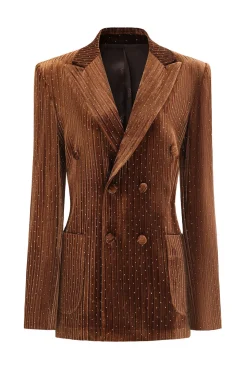 Café Pico Lapela Veludo Blazer de peito duplo