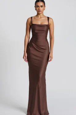 Café Sereia Esparguete Correias Maxi Vestido de Noite
