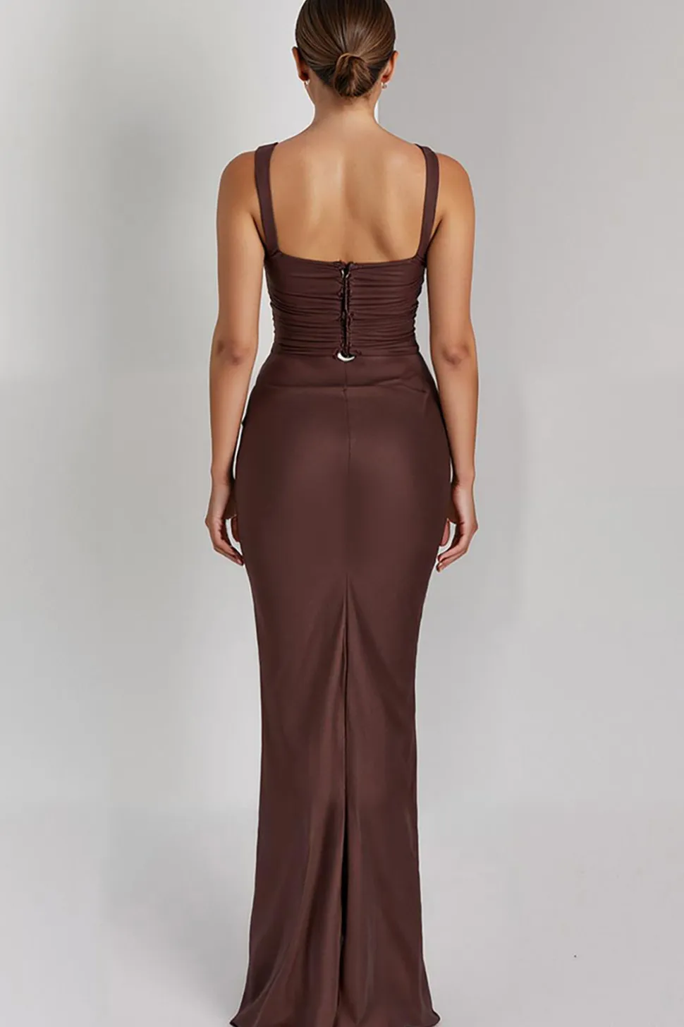 Café Sereia Esparguete Correias Maxi Vestido de Noite