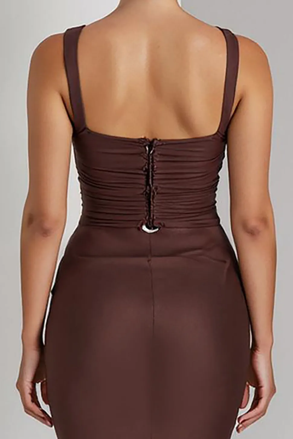 Café Sereia Esparguete Correias Maxi Vestido de Noite