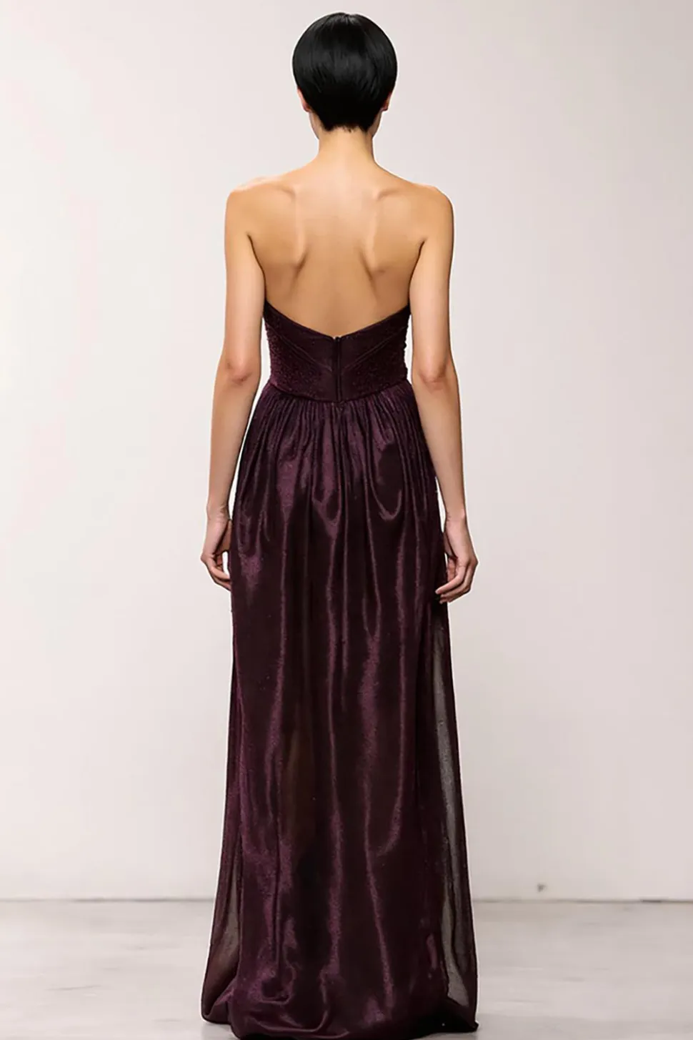 Café Strapless Bainha Vestido de Noite Longo