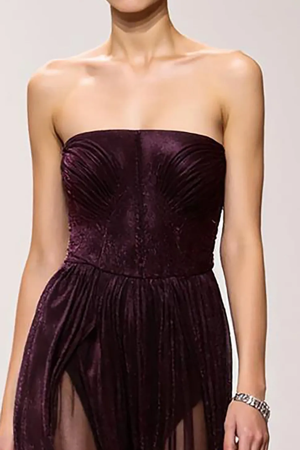 Café Strapless Bainha Vestido de Noite Longo