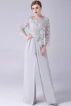 Calça Chiffon Prateada e Top de Renda Mãe dos Ternos da Calça da Noiva