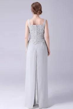Calça Chiffon Prateada e Top de Renda Mãe dos Ternos da Calça da Noiva