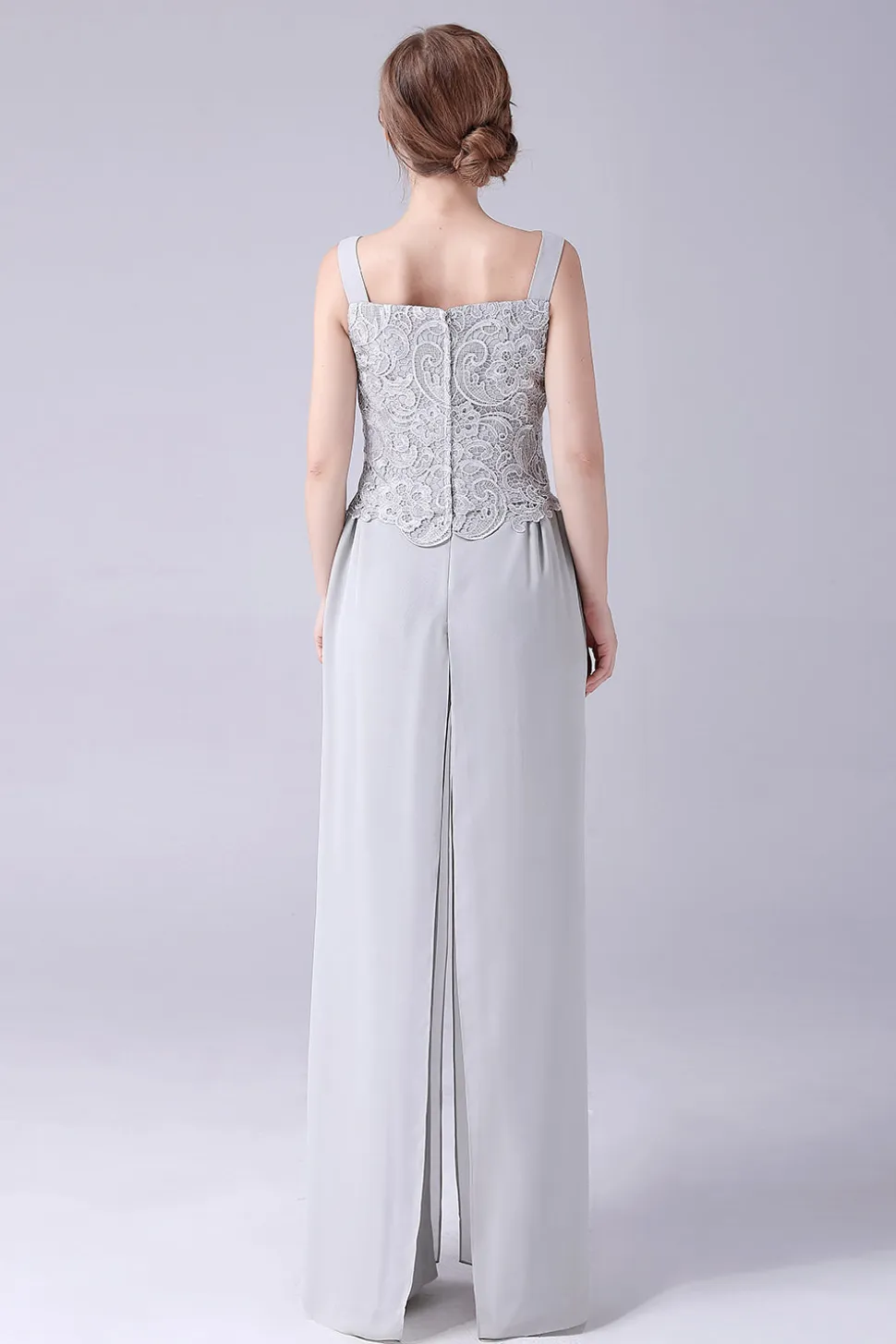 Calça Chiffon Prateada e Top de Renda Mãe dos Ternos da Calça da Noiva