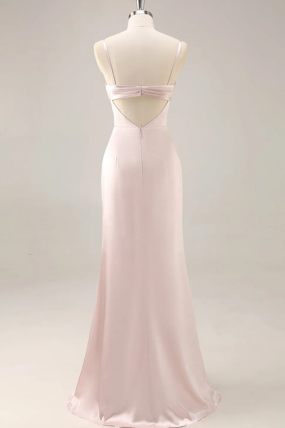 Candy Rosa Cetim Sereia Ruched Long Vestido de Dama de Honra com Fenda