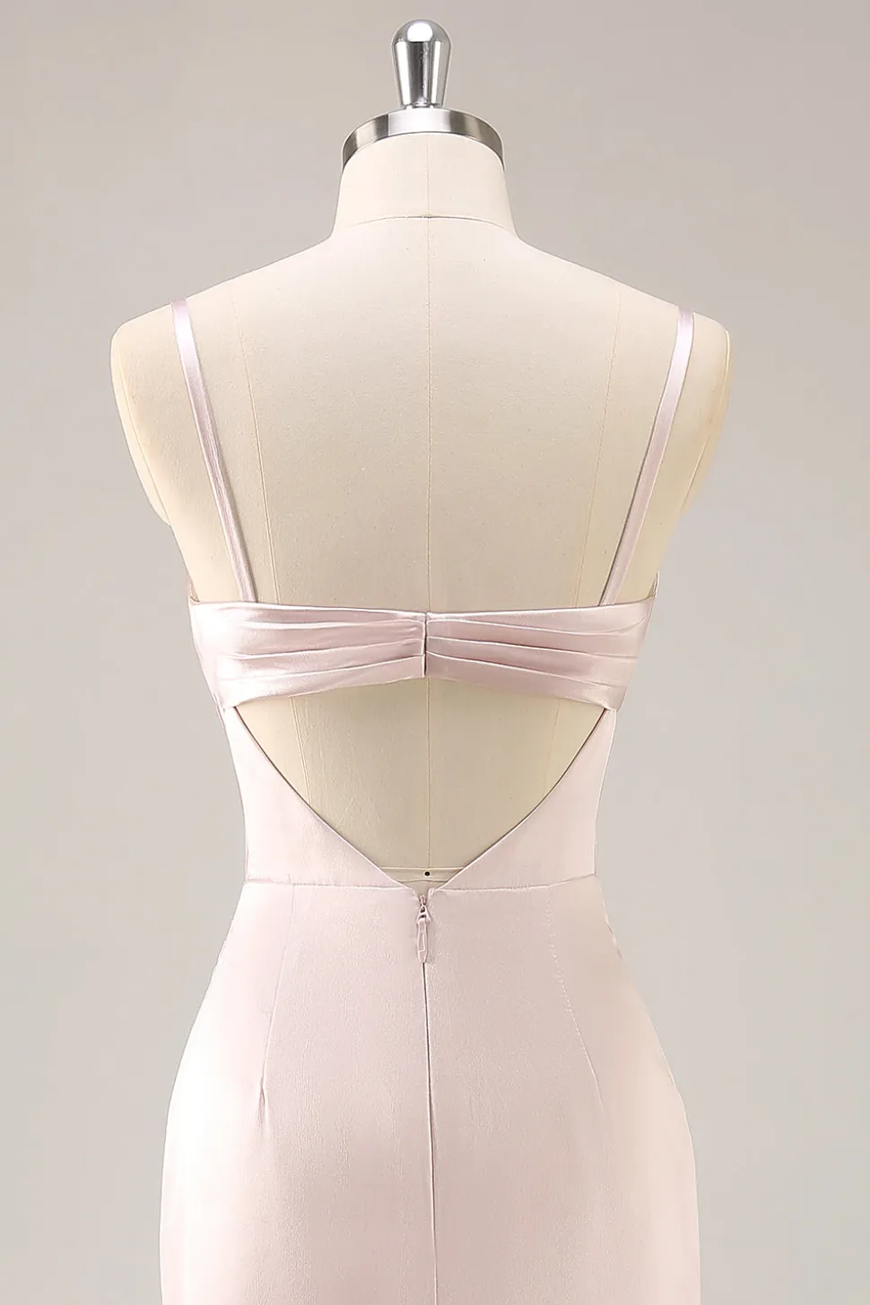 Candy Rosa Cetim Sereia Ruched Long Vestido de Dama de Honra com Fenda