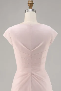 Candy Rosa V Pescoço Bodycon Midi Mãe de Noiva Vestido com Folho