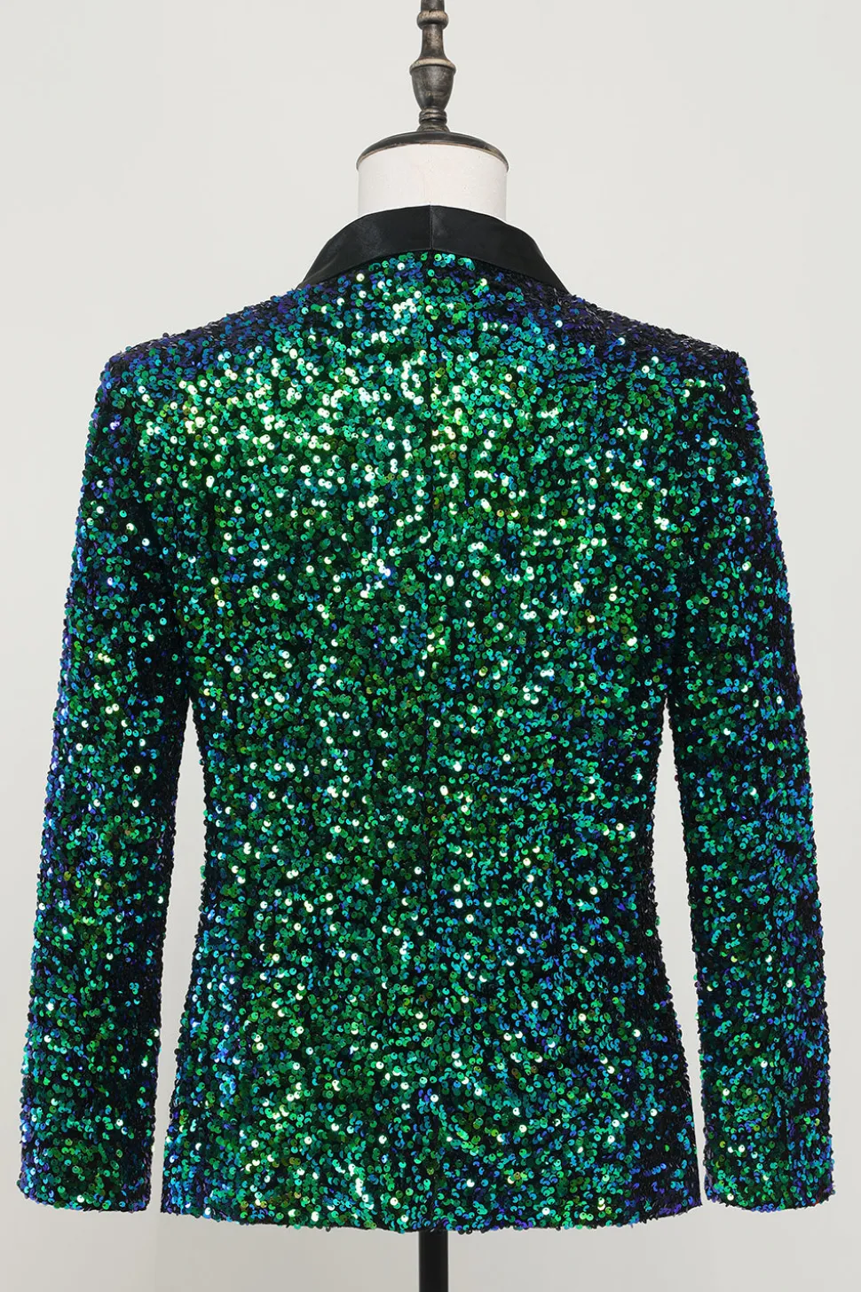 Casaco verde de blazer masculino de lantejoulas