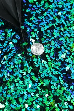 Casaco verde de blazer masculino de lantejoulas