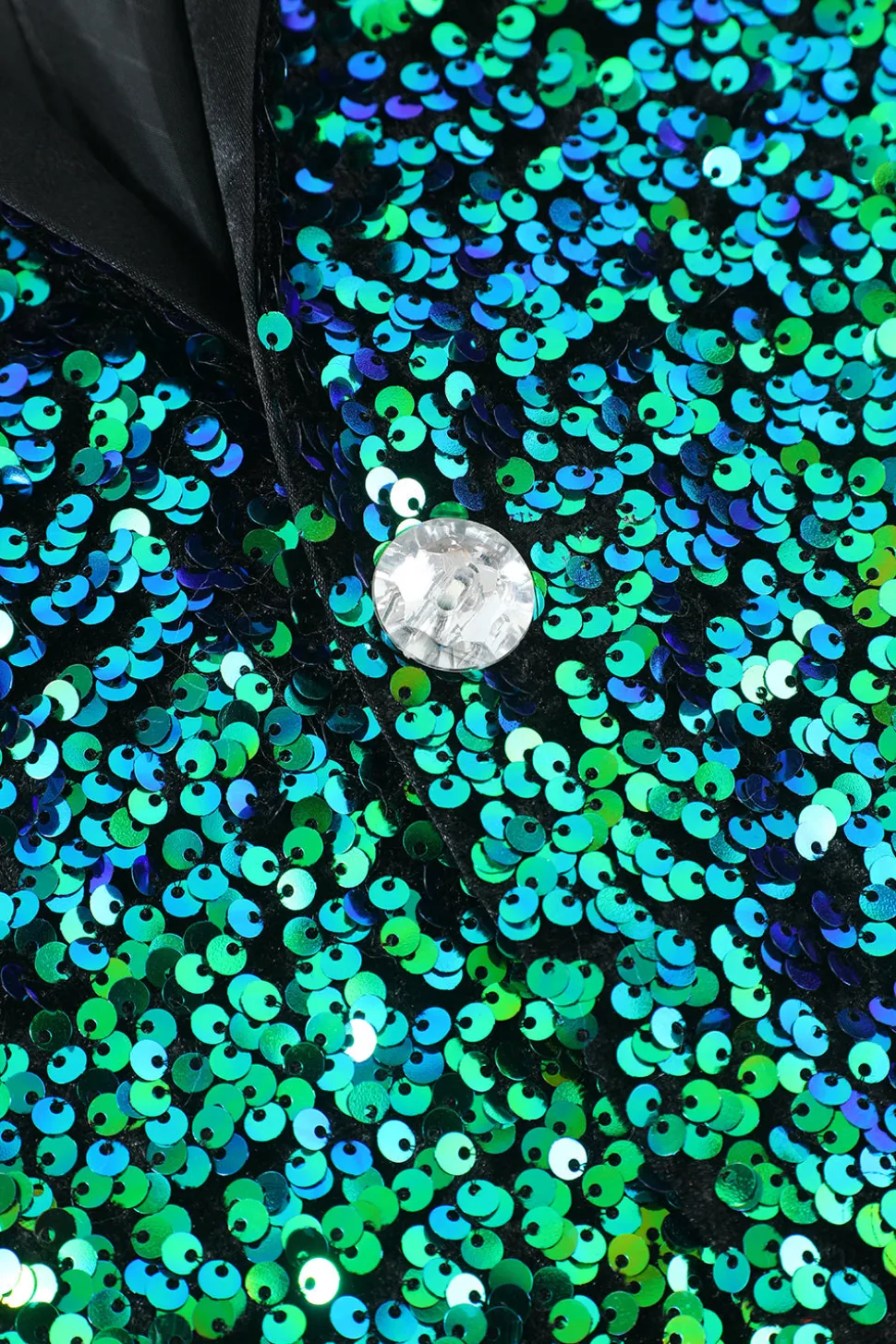 Casaco verde de blazer masculino de lantejoulas