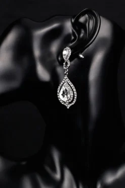 Casamento nupcial branco cristal lágrima pendente brincos