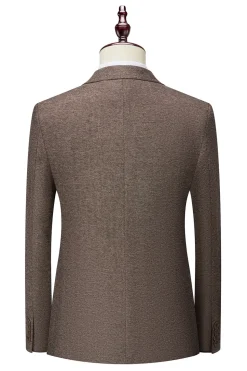 Castanho 3 Peças Terno Masculino Slim Fit Terno Padrinhos