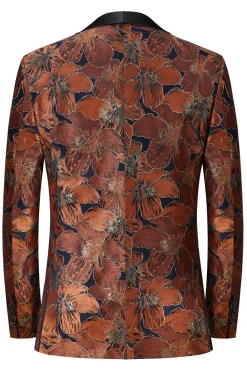 Castanho Jacquard Xaile Lapela Masculino 2 Peças Ternos