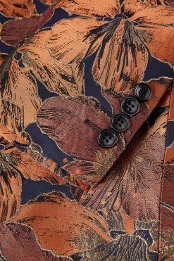 Castanho Jacquard Xaile Lapela Masculino 2 Peças Ternos
