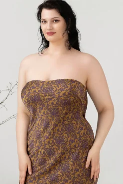 Castanho Sem Cintas Tamanho Grande Vestido de Dama de Honor