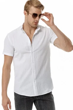 Casual Camisa Mangas Curtas Verão Preto