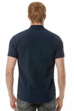 Casual Camisa Mangas Curtas Verão Preto