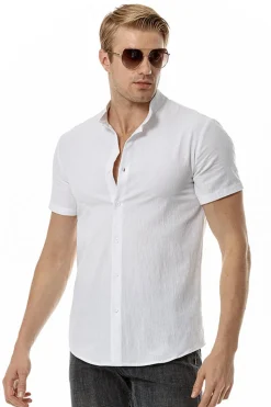 Casual Camisa Mangas Curtas Verão Preto