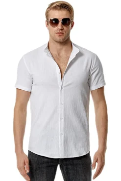 Casual Camisa Mangas Curtas Verão Preto