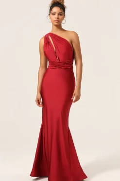 Cetim Borgonha Halter Vestido Madrinha