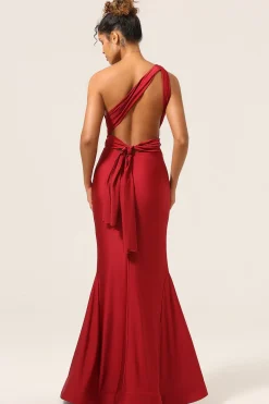 Cetim Borgonha Halter Vestido Madrinha