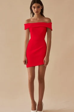 Cetim branco fora do ombro bainha vestido curto de formatura