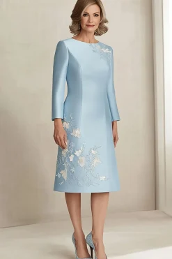 Cetim Céu Azul Coluna Mãe De Vestido De Noiva com Renda
