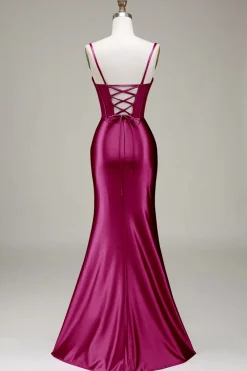 Cetim Esparguete Correias Lilás Vestido de Baile com Espartilho
