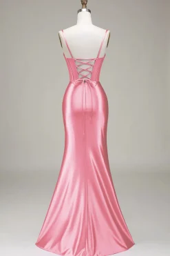 Cetim Esparguete Correias Lilás Vestido de Baile com Espartilho