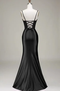 Cetim Esparguete Correias Lilás Vestido de Baile com Espartilho