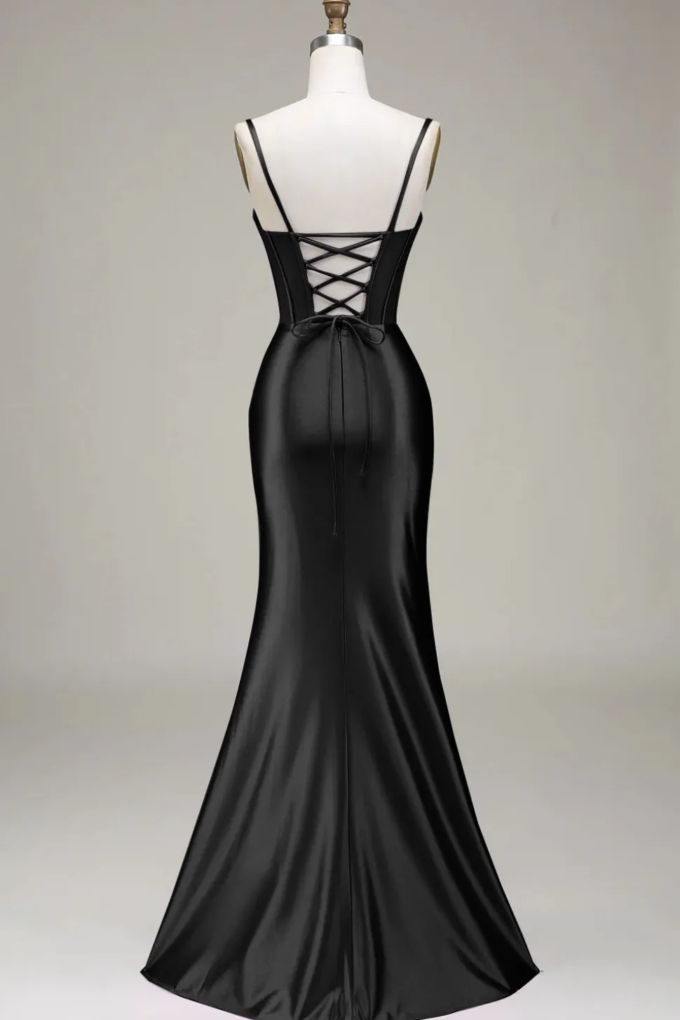 Cetim Esparguete Correias Lilás Vestido de Baile com Espartilho