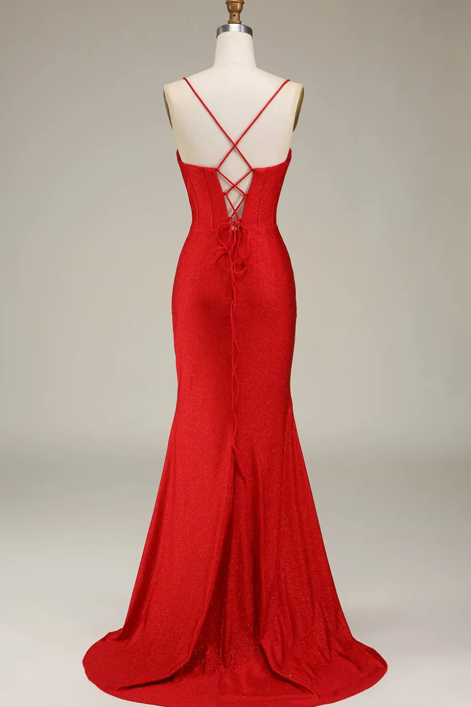 Cetim Esparguete Correias Lilás Vestido de Baile com Espartilho