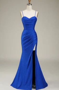Cetim Esparguete Correias Lilás Vestido de Baile com Espartilho