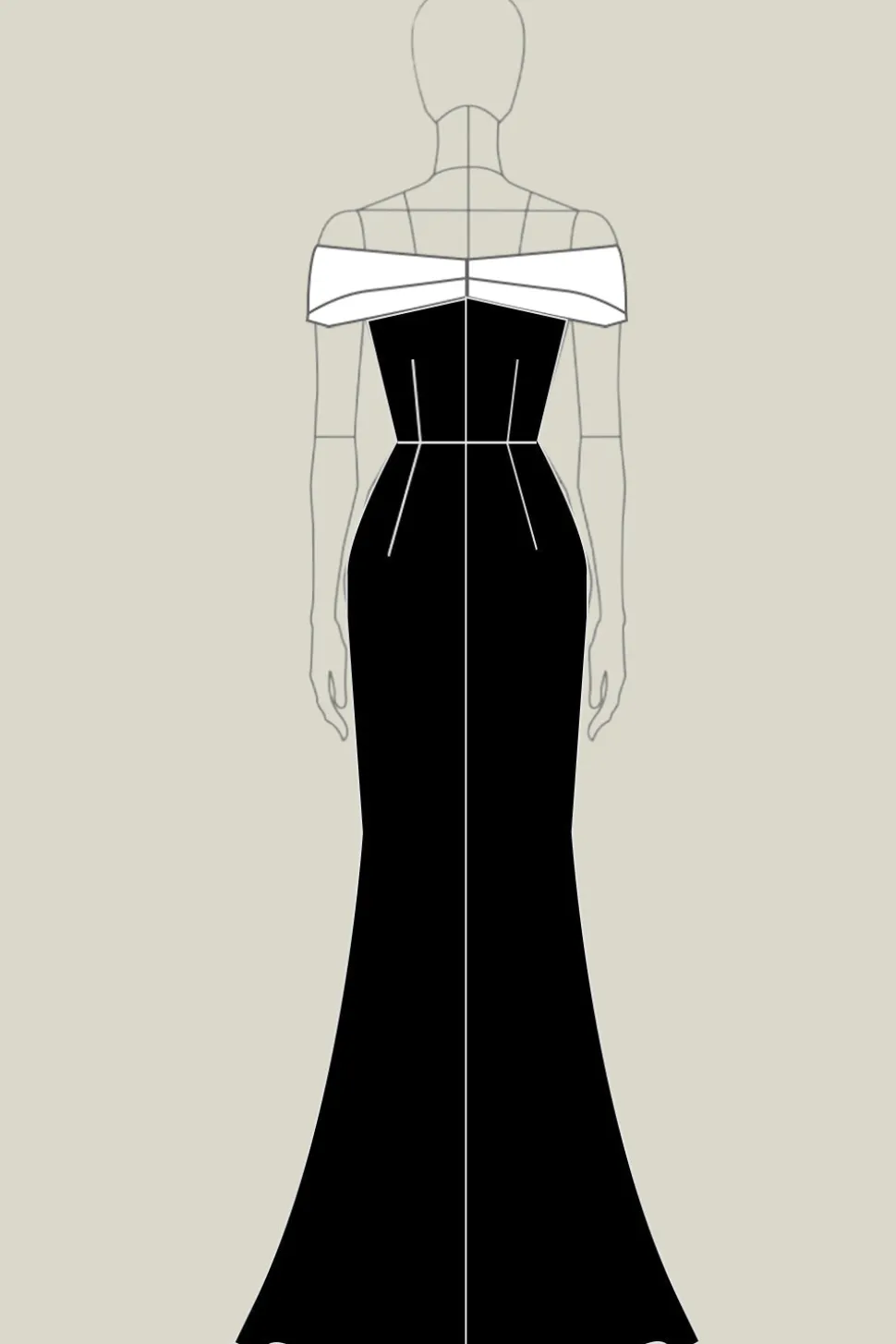Cetim fosco fora do ombro preto coluna vestido formal