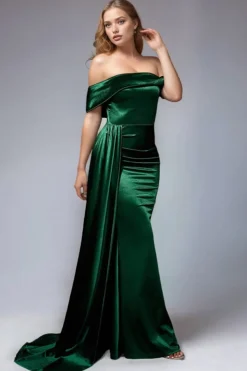 Cetim preto fora do ombro sereia vestido formal