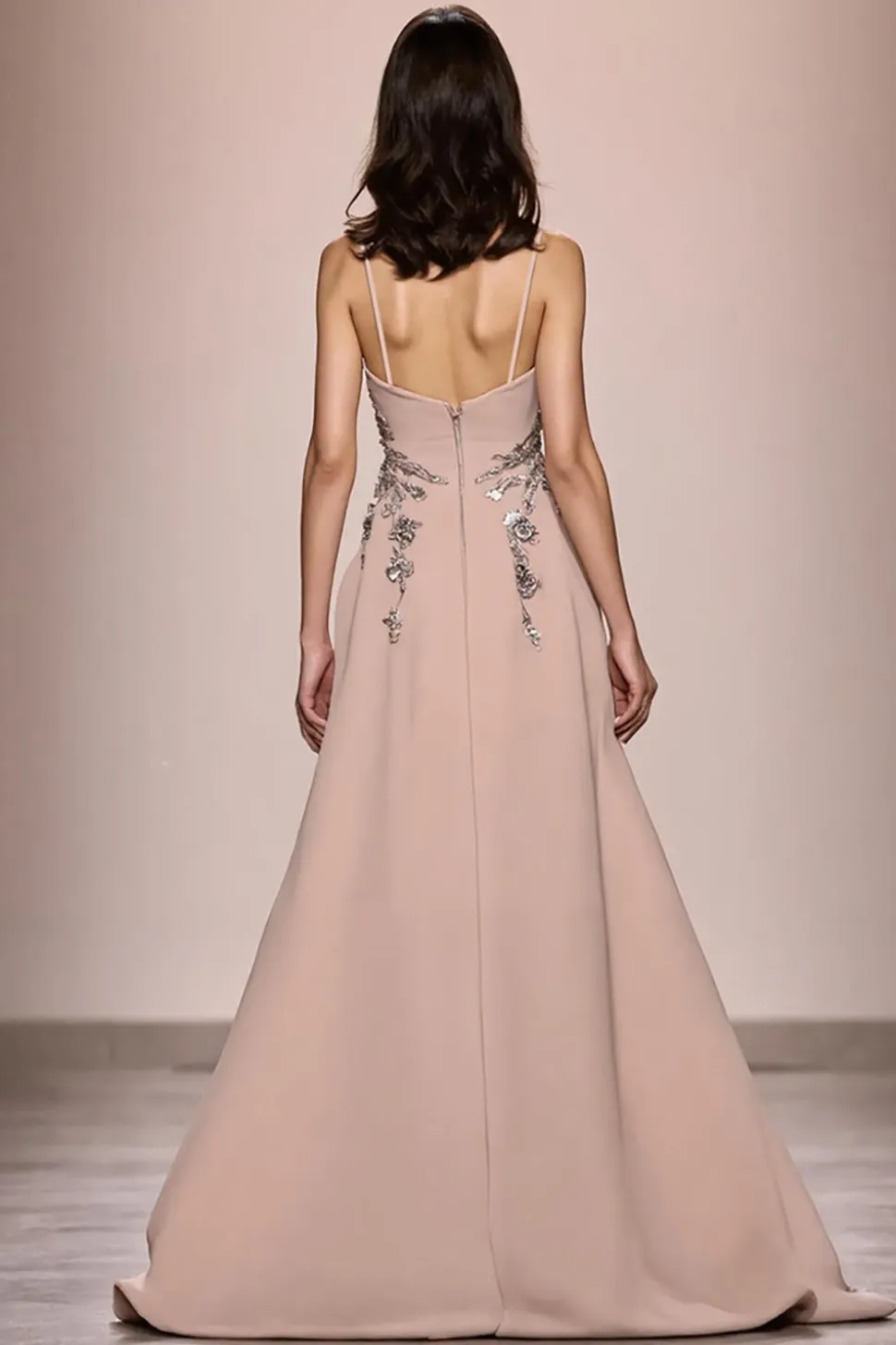 Champagne A Line Long Satin Vestido de Noite Com Fenda