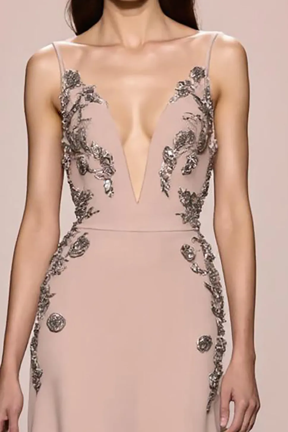 Champagne A Line Long Satin Vestido de Noite Com Fenda
